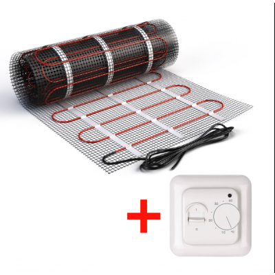 Изображение №1 - Теплый пол нагревательный мат (5 кв.м.) + механический терморегулятор
