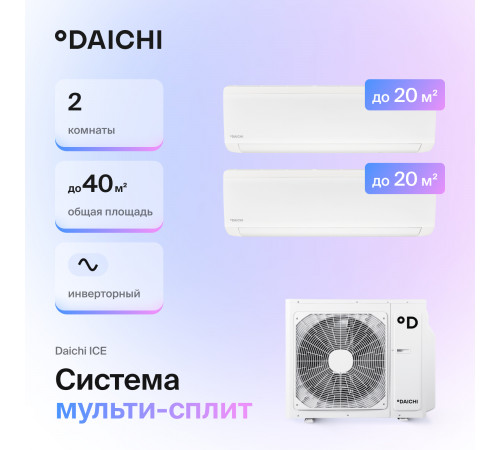 Мультисплит система Daichi DF40A2MS1R/ICE20AVQS1R/ICE20AVQS1R