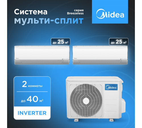 Мульти сплит система Midea M2OH-14HFN8-Q1/MSFA2-09N8D6-I/MSFA2-09N8D6-I