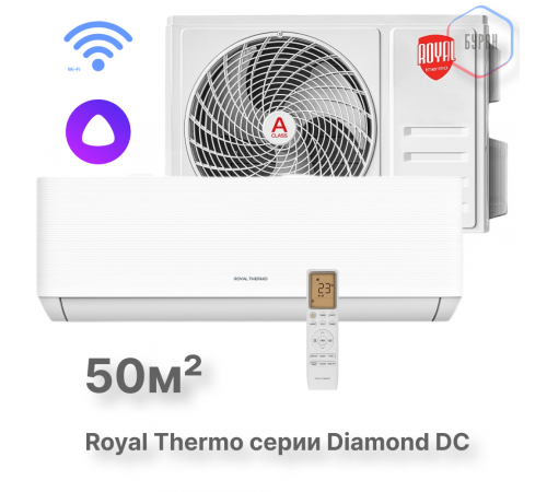 Сплит-система инверторного типа Royal Thermo Diamond DC RTDI-18HN8/Wi-Fi комплект