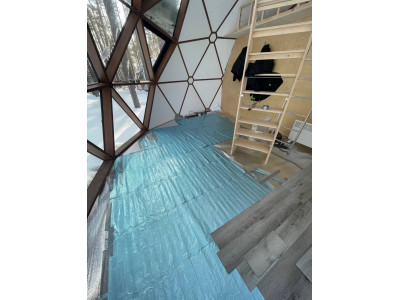 Укладка ультратонкого тёплого пола под кварц.винил в круглые дома.