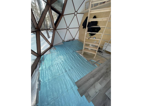 Укладка ультратонкого тёплого пола под кварц.винил в круглые дома.