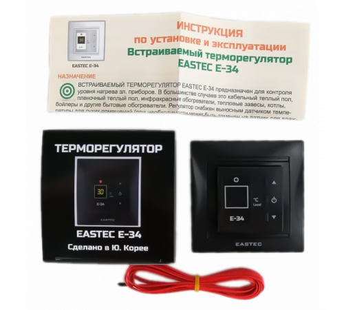 Терморегулятор EASTEC E-34 черный (Встраиваемый 3,5 кВт)